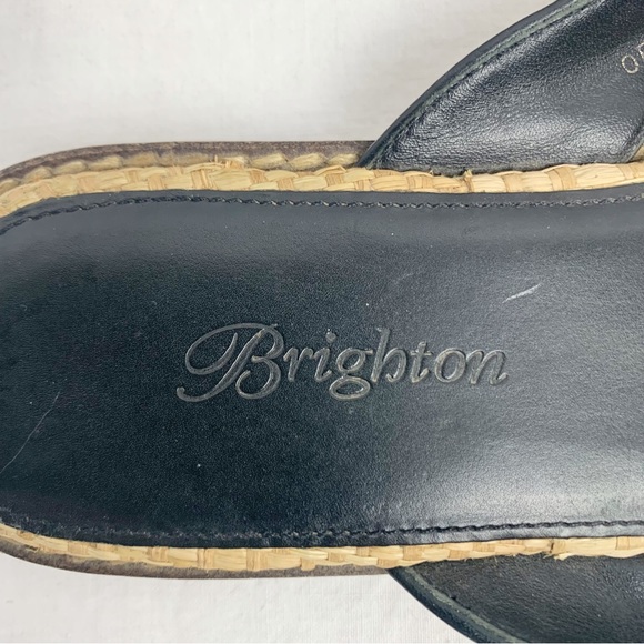 Brighton Orchid Thong Sandals Black Brown Leather Woven Detail size 7 - Picture 3 of 8